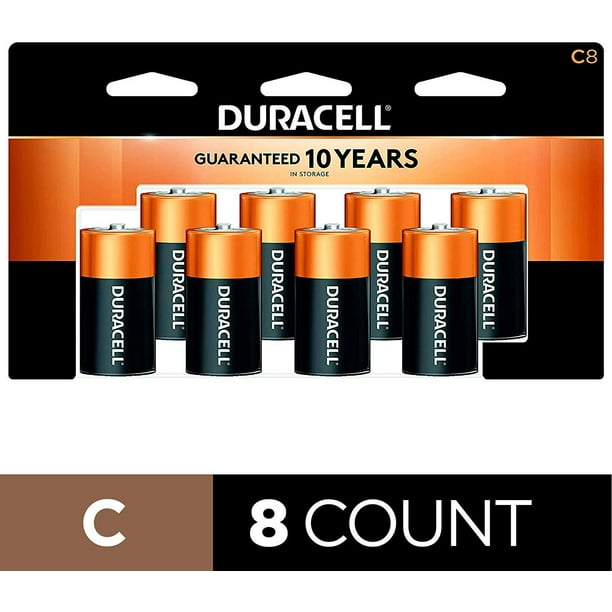 Duracell CopperTop C Alkaline Batteries with recloseable package long lasting 8 count all-purpose C battery for household and business
